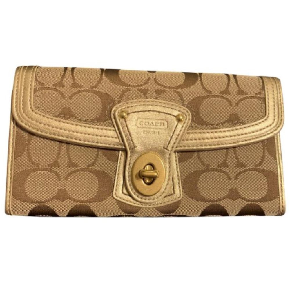 Y2K Coach Gold Legacy Signature Slim Envelope Wallet